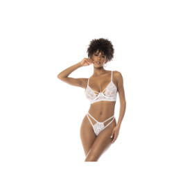 Ensemble 3 pièces Bexley soutien gorge à armatures porte jarretelles réglables et string assorti 